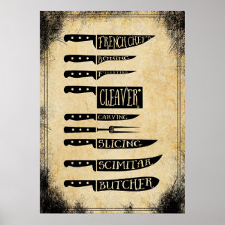 Couteaux à poster de la boucherie vintage
