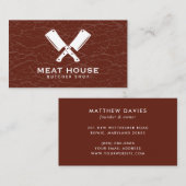 Couteaux croisés Boucher Viande Carte de visite de (Devant / Derrière)