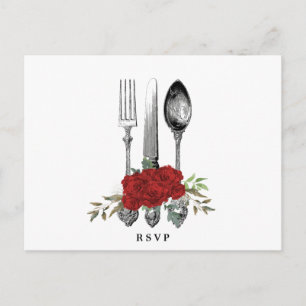 coutellerie rouge florales mariage rsvp carte post