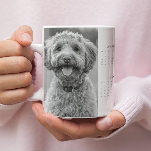 Coutume 2025 Chien Calendrier Mug avec la photo de