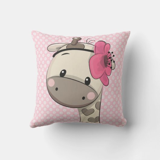 Coutume Bébé Giraffe Rose Jeu Oreiller (Verso)