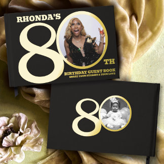 coutume de 80e anniversaire deux photos noir or