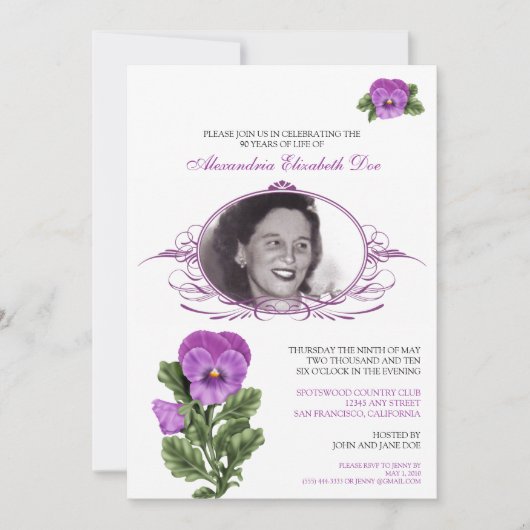 : coutume : Invitation florale de fête (Devant)