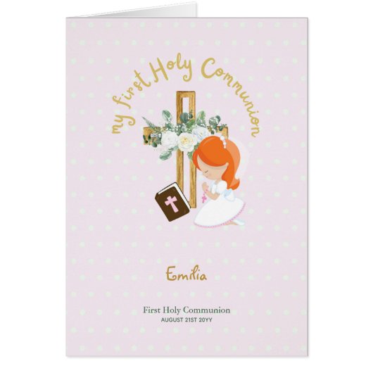 Coutume Première Sainte Communion Cute Red Hair Gi (Devant)