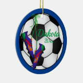 Coutume Soccer Ornement de Noël Rouge - Clefs Bleu (Droite)