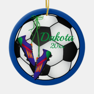 Coutume Soccer Ornement de Noël Rouge - Clefs Bleu