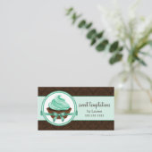 Couture Cupcake en Damask Bakery Visitekaartje (Staand voorkant)