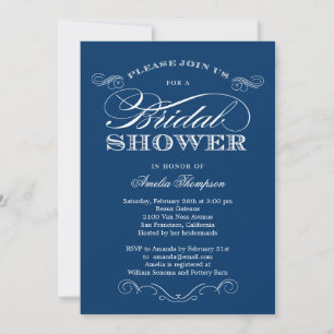 Couture Elegance Bridal Shower Invitation - marine Kaart