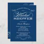 Couture Elegance Bridal Shower Invitation - Navy (Devant / Derrière)