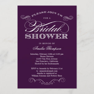 Couture Elegance Bridal Shower Invitation - Paars Kaart