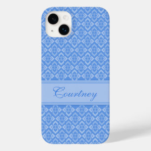 Couture geïnspireerd op naam blauw gepatterd Case-Mate iPhone 14 plus hoesje