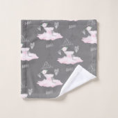 Couture rose et gris Ballerina Girls Whimsical Chi (Gant de toilette)