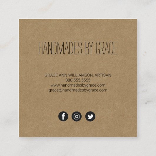 Couture rustique | Needle Kraft Carré Carte de vis (Dos)