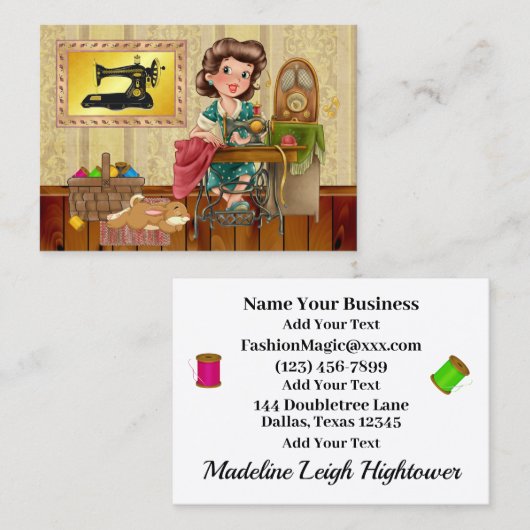 Couture / Seamstress / Carte de visite de mode (Devant / Derrière)