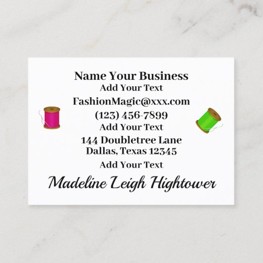 Couture / Seamstress / Carte de visite de mode (Dos)