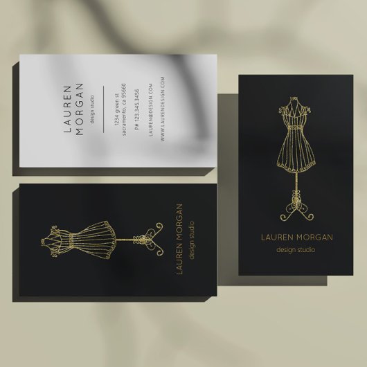 Couture Zwart en Goud Design Studio Visitekaartje