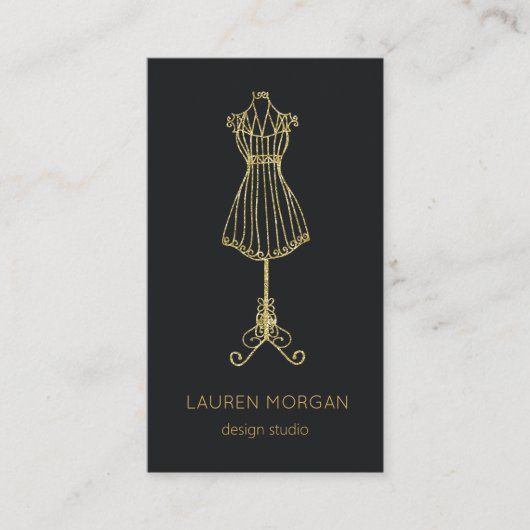 Couture Zwart en Goud Design Studio Visitekaartje (Voorkant)