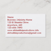 Couvert par la carte d'affaires/ministère de sang (Dos)