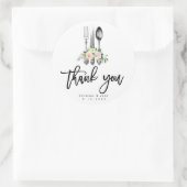 couverts fleuris roses rustiques merci sticker (Sac)