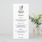 couverts fleuris verdure Carte menu mariage (Debout devant)