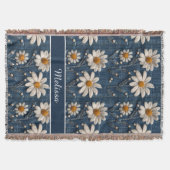 Couverture 3D Daisy Embroidery Denim Custom Blanket  (Devant)