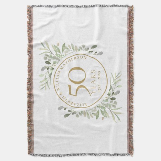 Couverture 50e anniversaire Mariage Verdure dorée Aquarelle (devant Vertical)