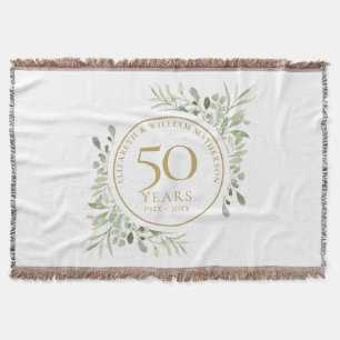 Couverture 50e anniversaire Mariage Verdure dorée Aquarelle