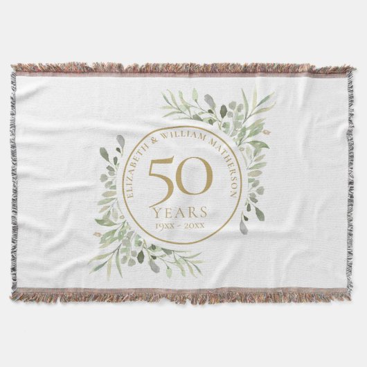 Couverture 50e anniversaire Mariage Verdure dorée Aquarelle (Devant)