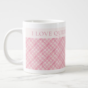 COUVERTURE À CARREAUX ROSE VIF Grand Mug Blanc + T