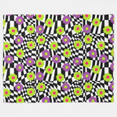 Couverture À damiers avec chaux et fleurs violette (Devant (Horizontal))