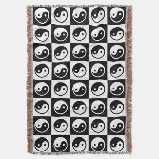 Couverture À damiers blanc noir Yin-yang Zen Block Imprimer (devant Vertical)