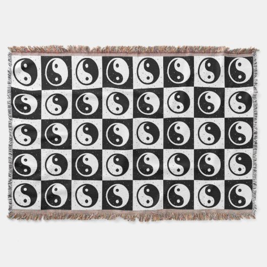 Couverture À damiers blanc noir Yin-yang Zen Block Imprimer (Devant)