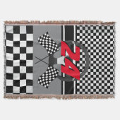 Couverture À damiers noir et blanc 🏎 conception de course (Devant)