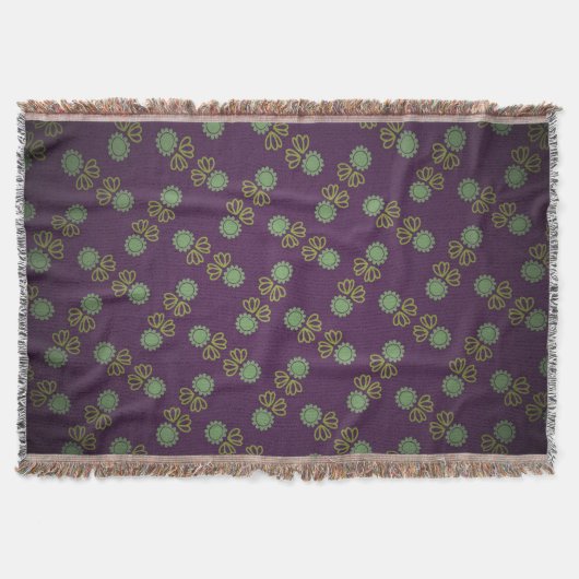 Couverture à franges avec fleur sur pourpre (Devant)