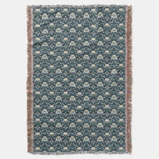 Couverture à lancer fleurie Art nouveau vert (devant Vertical)