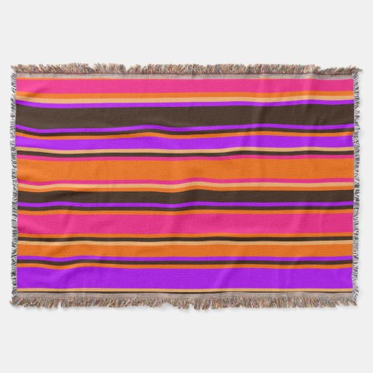 Couverture à lancer rayée orange, magenta et viole (Devant)