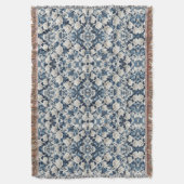 Couverture à motif damassé floral bleu (devant Vertical)