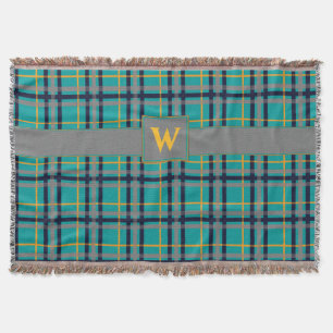 Couverture à plaid bleue et orange