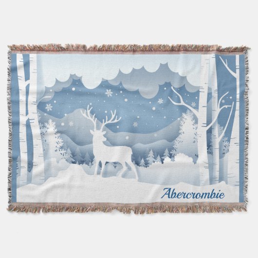 Couverture Abercrombie Personnalisé White Stag scène hiver (Devant)