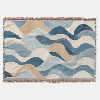 Couverture Abstract Modern Ocean Wave Pattern Coastal Blue Be
