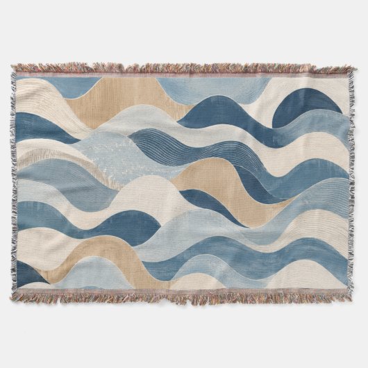 Couverture Abstract Modern Ocean Wave Pattern Coastal Blue Be (Devant)
