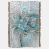 Couverture Abstrait Bleu Vert Papillon Imaginaire Fractal Art (devant Vertical)