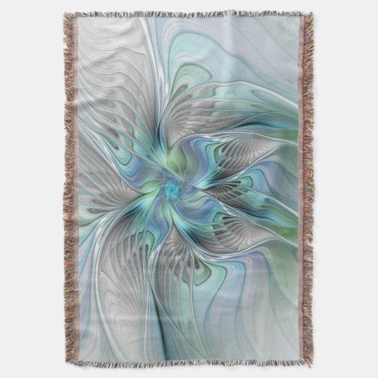 Couverture Abstrait Bleu Vert Papillon Imaginaire Fractal Art (devant Vertical)