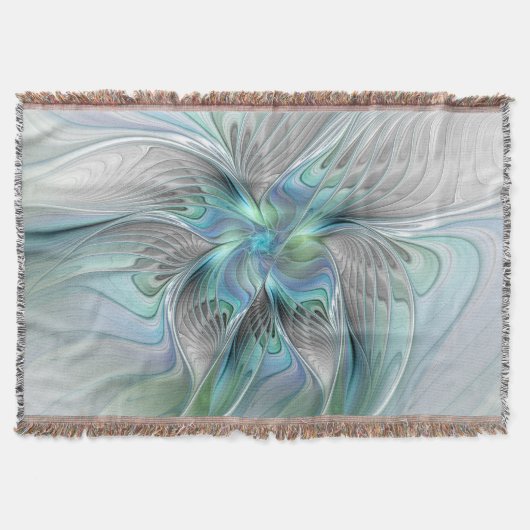 Couverture Abstrait Bleu Vert Papillon Imaginaire Fractal Art (Devant)