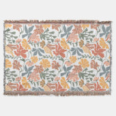 Couverture Abstrait Floral & Oiseaux Mi-siècle Motif moderne (Devant)