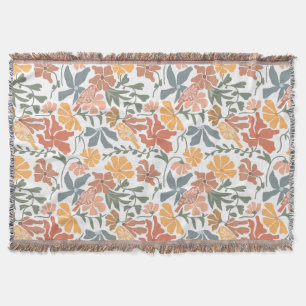 Couverture Abstrait Floral & Oiseaux Mi-siècle Motif moderne