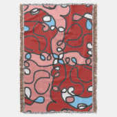 Couverture Abstrait Floral rouge, rose et bleu (devant Vertical)