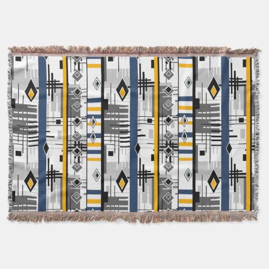 Couverture Abstrait moderne noir blanc jaune ornement géomet (Devant)