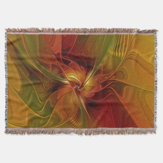 Couverture Abstrait Rouge Orange Brown Vert Fractal Art Flowe (Devant)