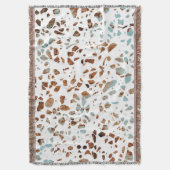 Couverture Abstrait Terrazzo Mosaic rouille Brown & Motif ble (devant Vertical)